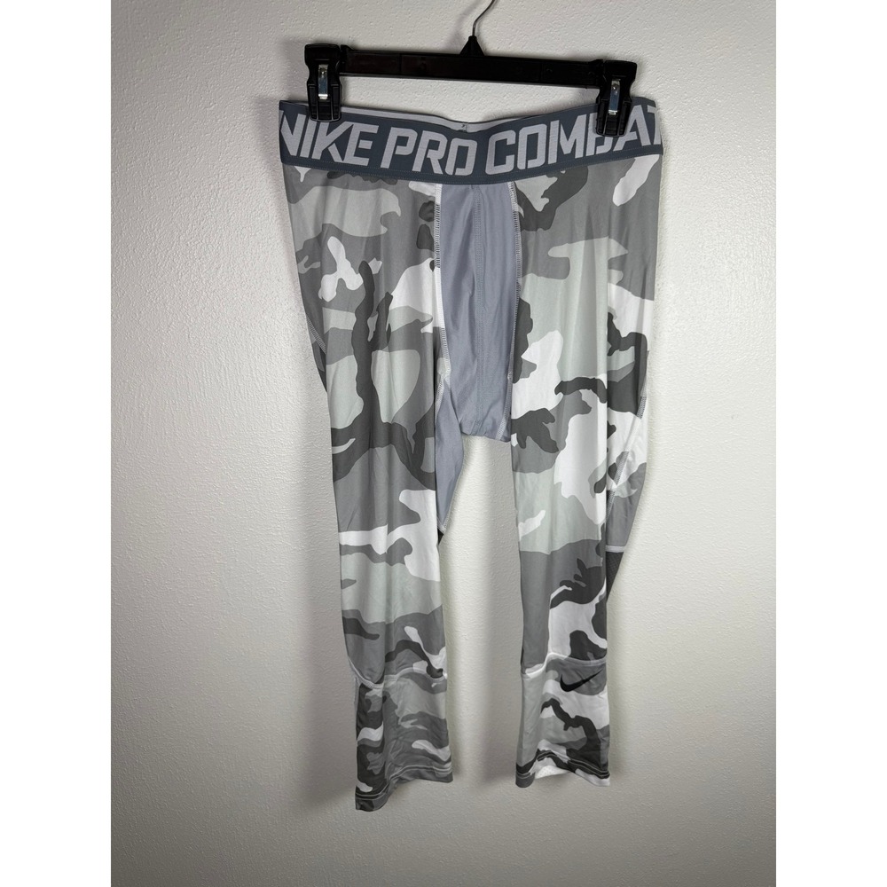 Nike Pro Combat Mens XL Grey Camo Compression Tights Leggings 657448-100